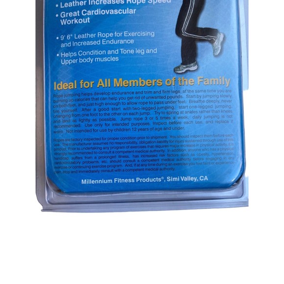 Millennium Fitness 9’ 6” Leather Jump Rope Ball Bearing Handles NIB - Picture 6 of 10